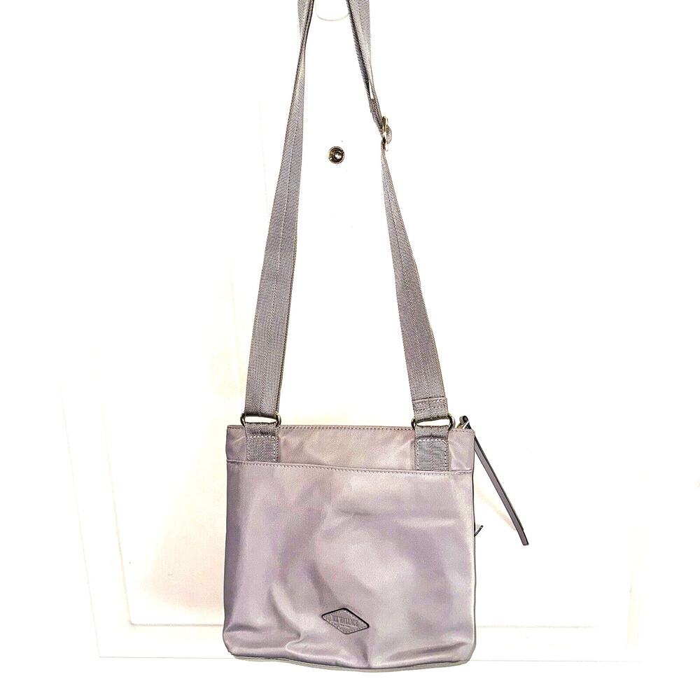 MZ Wallace Taupe Gray Nylon Crossbody Shoulder Bag Adjustable Strap